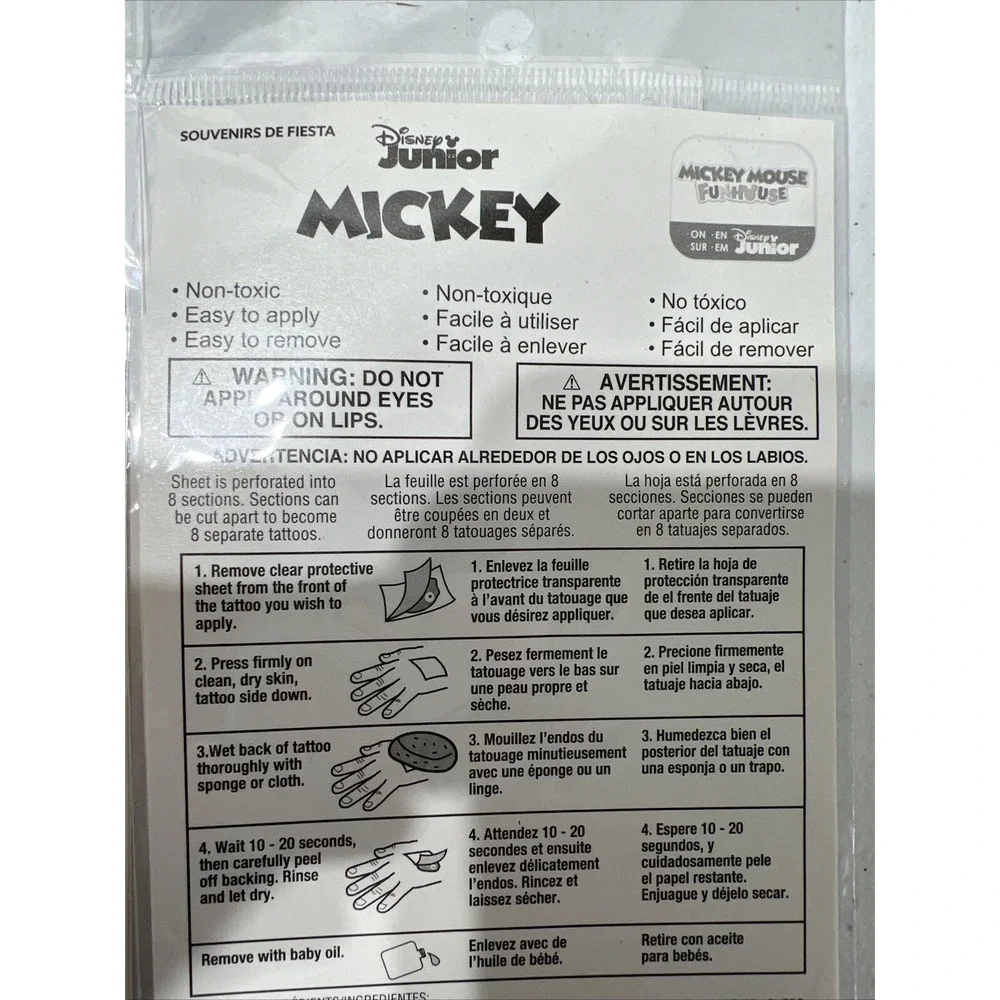 Mickey Mouse 24 Temporary TATTOOS Birthday Party Favor Stocking Stuffers 3 Packs
